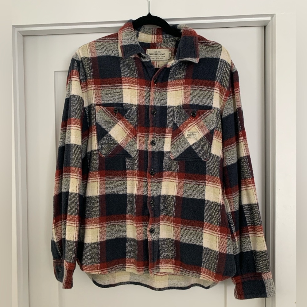 Neighborhood Casual Plaid Shirt - Red, Blue, Cream